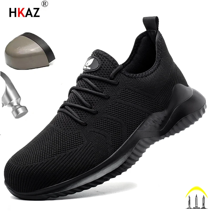 

New Fashion Men afety Shoes With Steel Toe Cap Anti-smash Men Work Shoes Sneakers Light Puncture-Proof Mesh Breathable Shoes