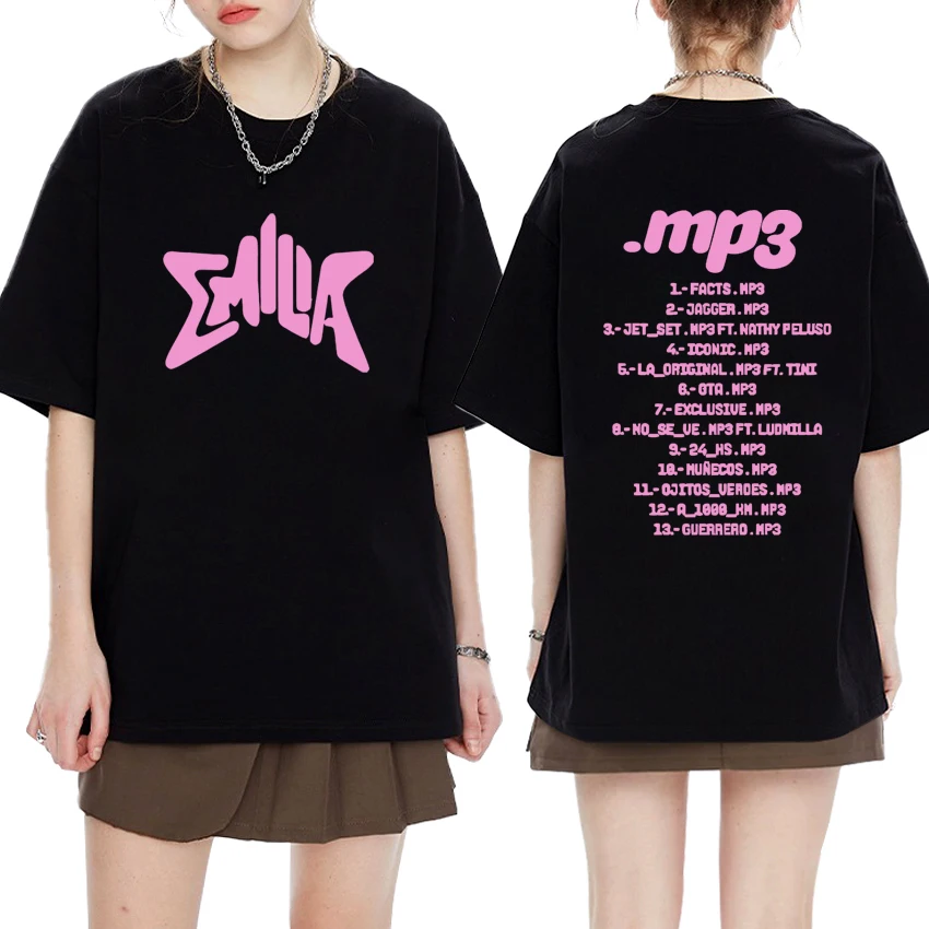 

Hot Sale Emilia Mernes MP3 Double Sided printed T shirt 2025 Men Women Fashion Y2k short sleeve T-shirts Unisex 100% Cotton Tops