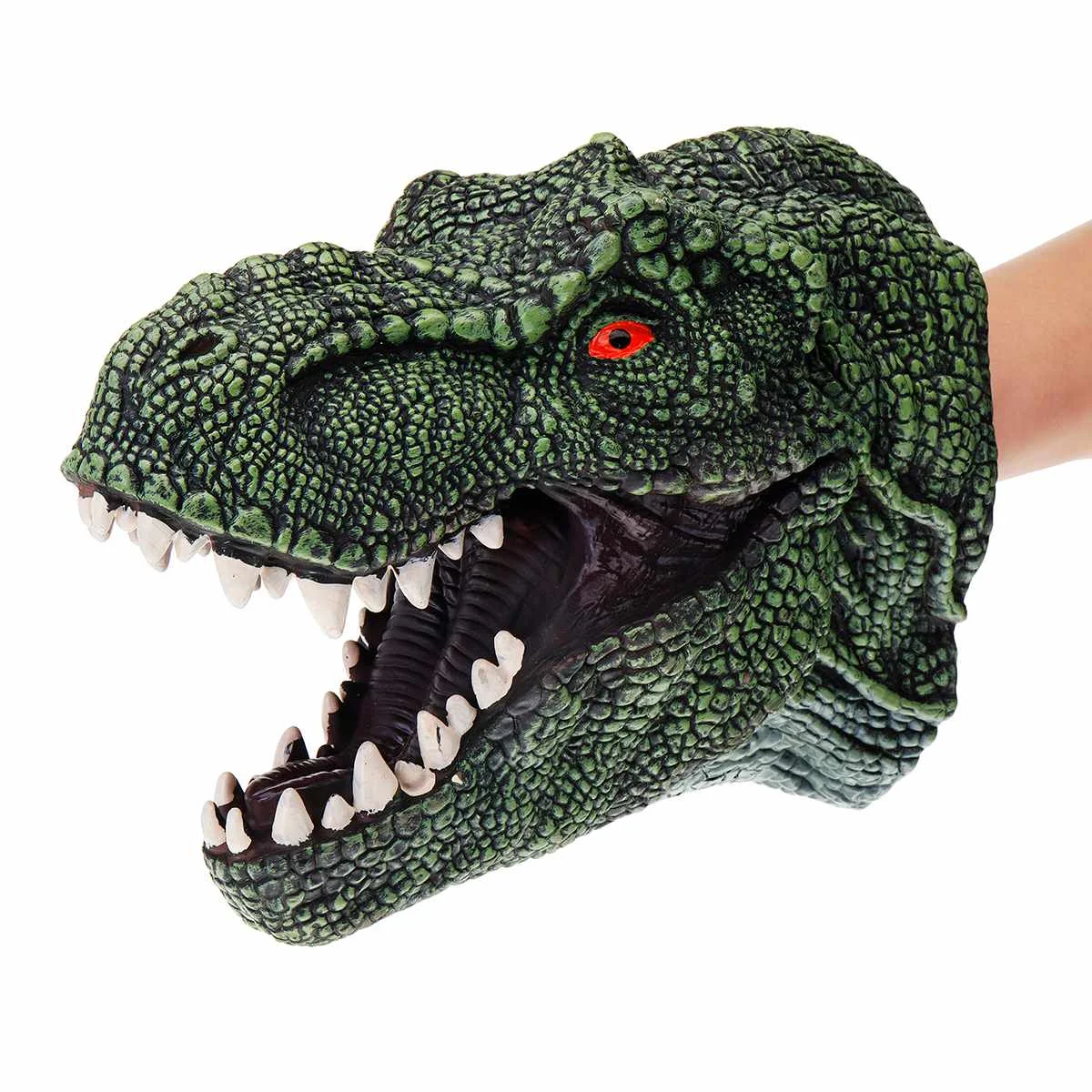 Marioneta de mano de cabeza de Animal de goma de Vinilo Suave, juguetes de figuras, guantes para niños, modelo de regalo de dinosaurio, juguetes de marionetas de mano para niños