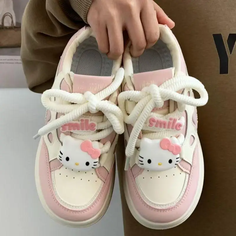 

Hot Sanrio Y2K Girl Hello Kitty Skate Shoes Student Children The Spring and Autumn Annals Breathable Waterproof Casual Shoes New