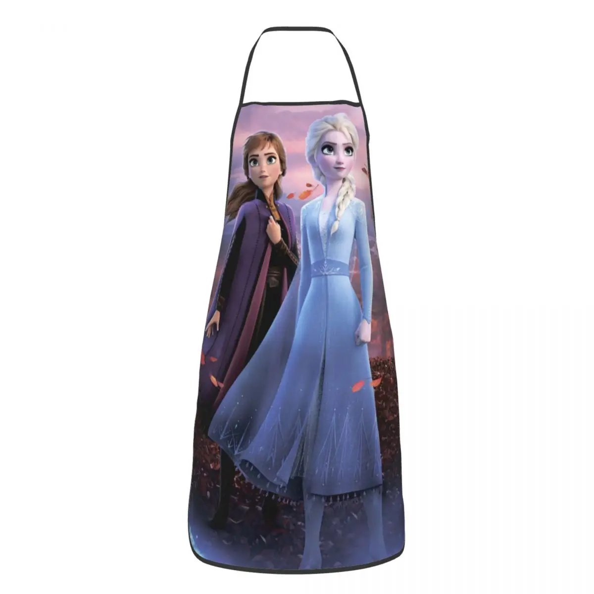 Custom Frozen Princess Elsa Anna Apron for Women Men Unisex Bib Anime Kitchen Cooking Tablier Cuisine Chef Gardening