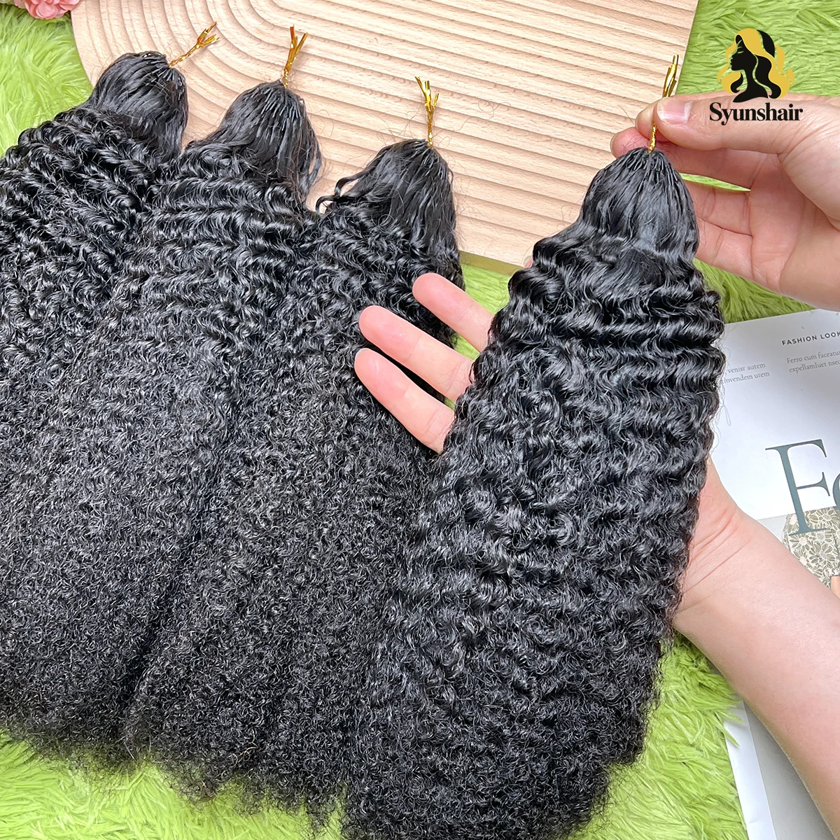 16A Raw Afro Kinky Curly Feather Crochet Human Hair 18 Inch 100g/Pack Reusable Knotless Pre-Separated Crochet Hair For Women