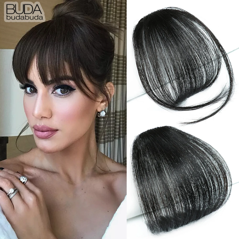 

Synthetic Air Bangs Heat Resistant Hairpieces Hair Women Natural Short Black Brown Bangs Hair Clips Hair Extensions For Women