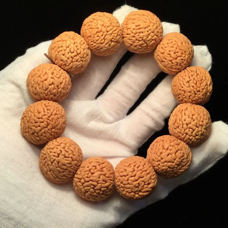 Natural Walnut Juglans Peach Pits Bodhi Seed Spacer Beads Wood Bracelet for Buddhism Meditation Rosary Prayer Bangle Jewelry