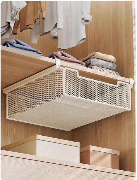 Below the wardrobe drawer hanging basket clothes storage layered rack household hanging space saving clothes finishing baffle