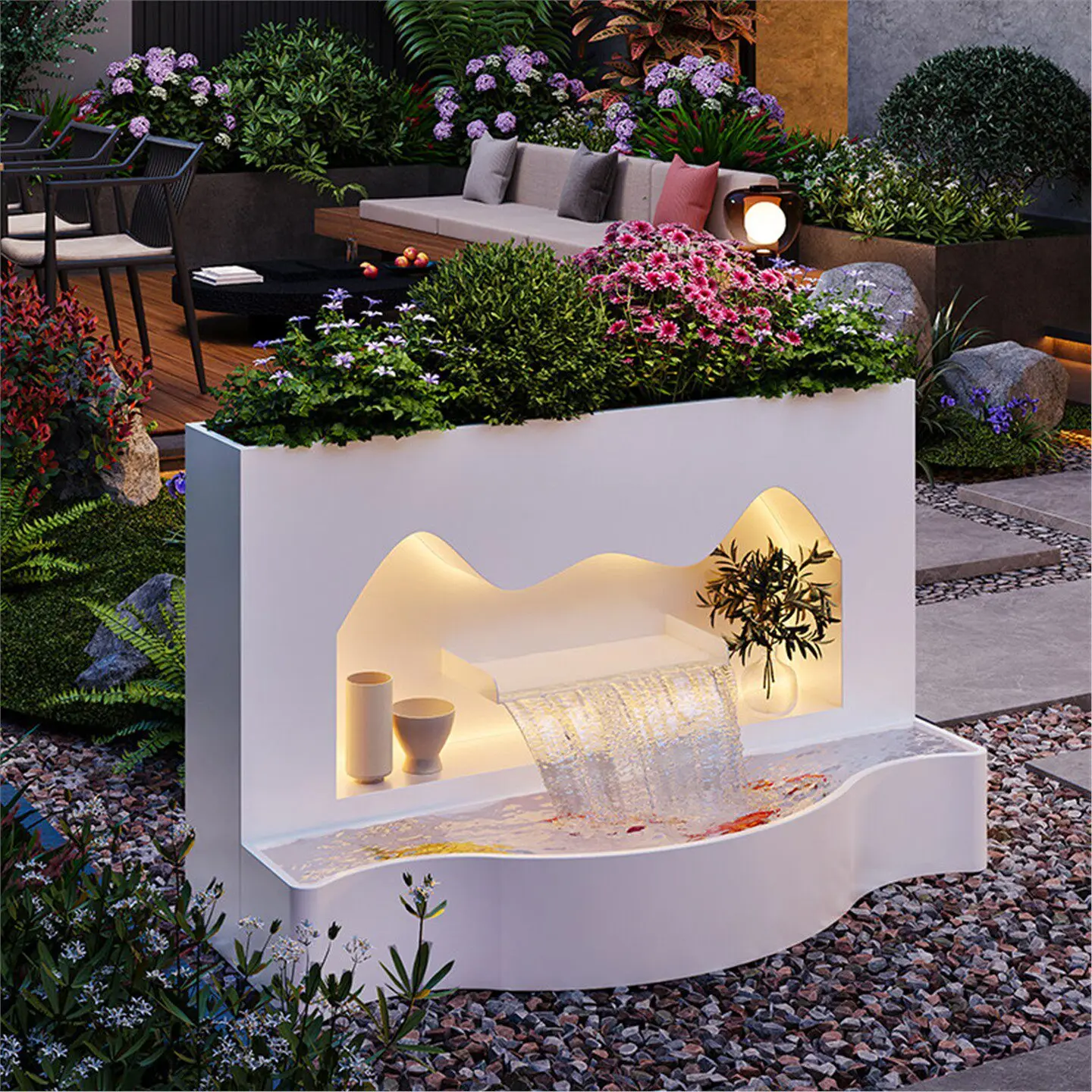 

Stainless Steel Outdoor Pond Planter Box Balcony Garden Landscape Layout Courtyard Open-air Finished Planting Box Partition
