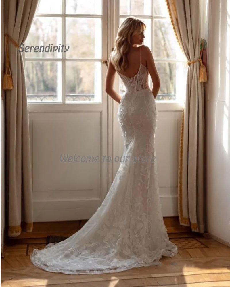 Qcenkeren Boho Wedding Dress Vintage Fashion Elegant Mermaid Sweetheart Bridal Dress With Applique Silk Satin Robe De 2024