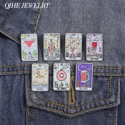 Tarot Enamel Pin Badge Card Cup Cat Sun Star Cloud Punk The Coffee Wine Beer Pizza Food Lapel Clothes Backpack Accessories