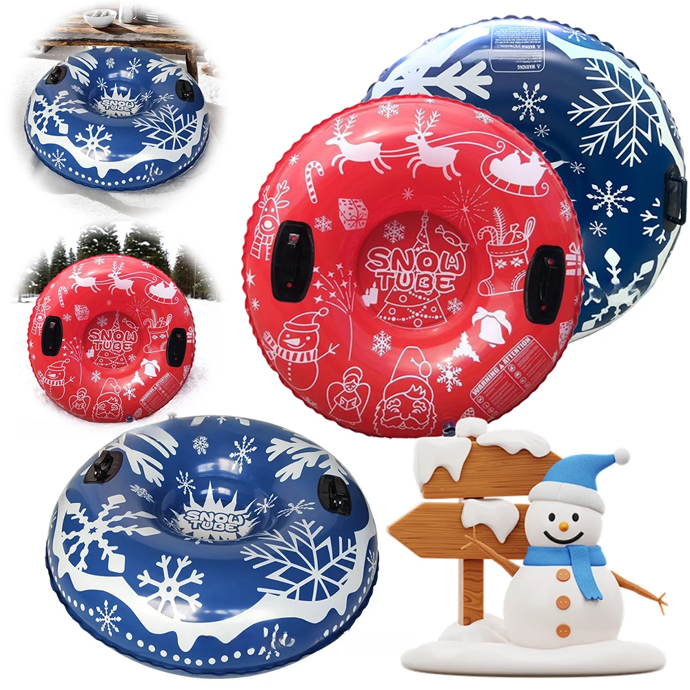 80-120cm Inflatable Snow Tube PVC Universal Skiing Cushion with Handles Thickened Winter Waterproof Ski Circle Sledding Sleigh