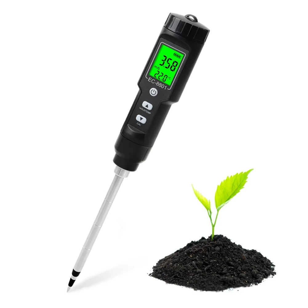 YIERYI LCD Portable Removable Digital Soil Meter Waterproof EC/Temp Soil Tester For Garden Planting Instrument