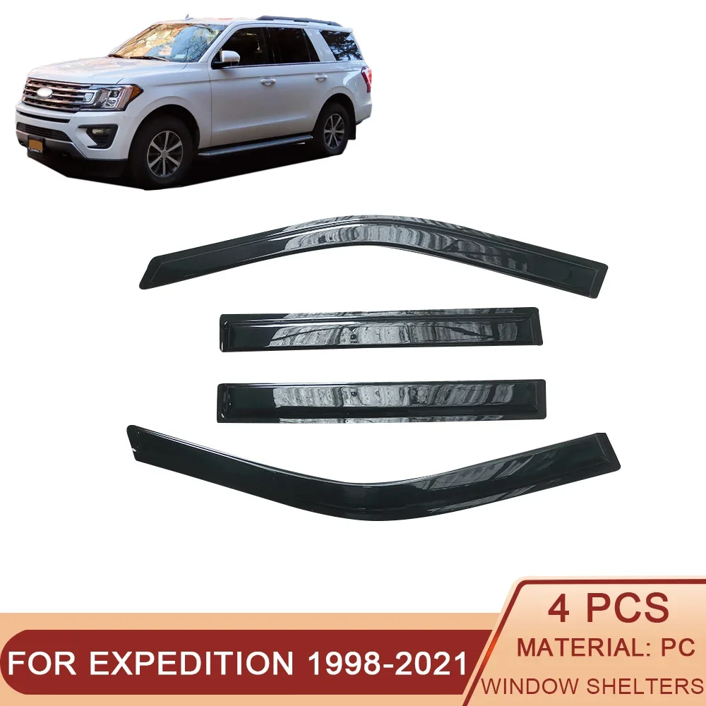 

For Ford Expedition 1998-2022 Side Window Wind Deflectors Visors Black Rain Guard Door Visor Vent Shades Dark Smoke Ventvisor