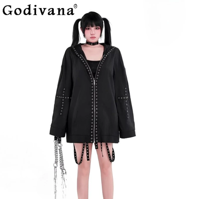 

Spring Summer New Light Thin Zipper Long Sleeve Hooded Sunscreen Shirt Fashion Loose Street Girls Versatile Age-reducing Top