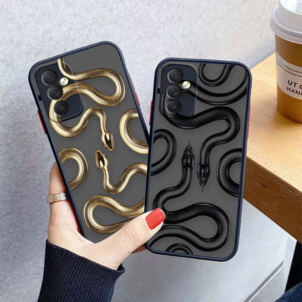 

Fashion Gold Purple Black Snake Matte Phone Case for Samsung Galaxy M62 M53 M52 M51 M33 M32 M31 M30S M23 5G J8 J7 J6 J5 J4 Case