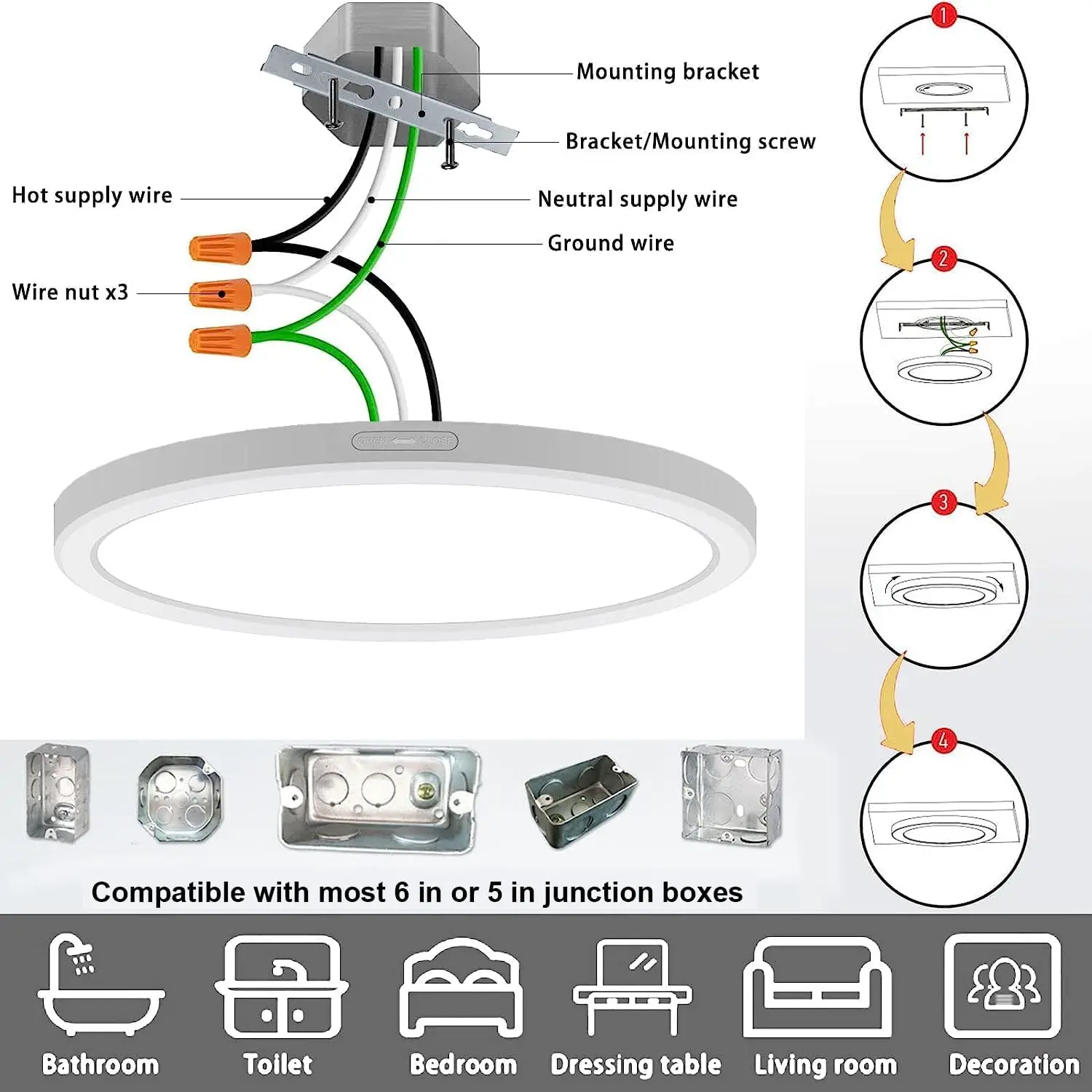 Plafoniera da incasso a Led piccola da 7 pollici dimmerabile, plafoniera a pannello piatto rotondo Ultra sottile da 5000K, moderna