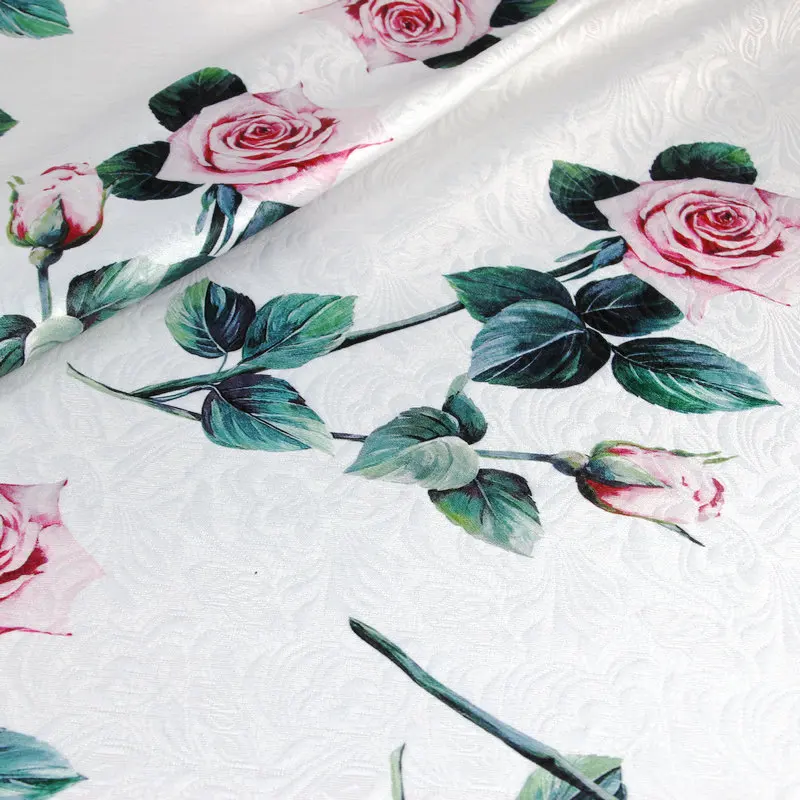 Printing Jacquard Polyester Fabric Brand Rose Fashion Ladies Clothing Printed Fabrics Cloth for Dress by the Meter Sewing