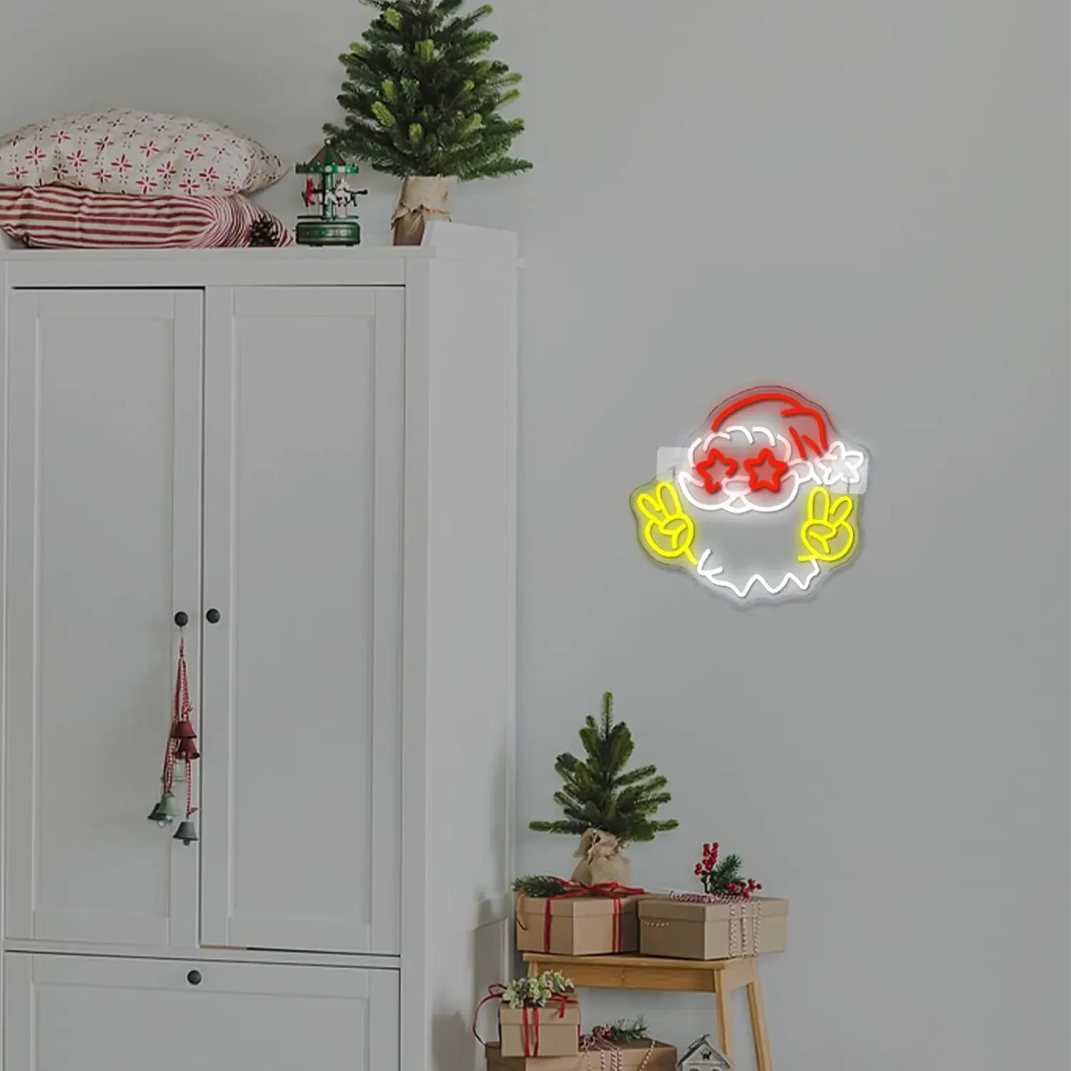 عيد الميلاد سانتا كلوز النيون LED ضوء النيون تسجيل جدار الفن الديكور ل غرفة نوم بار حفلة هدية USB بالطاقة #6