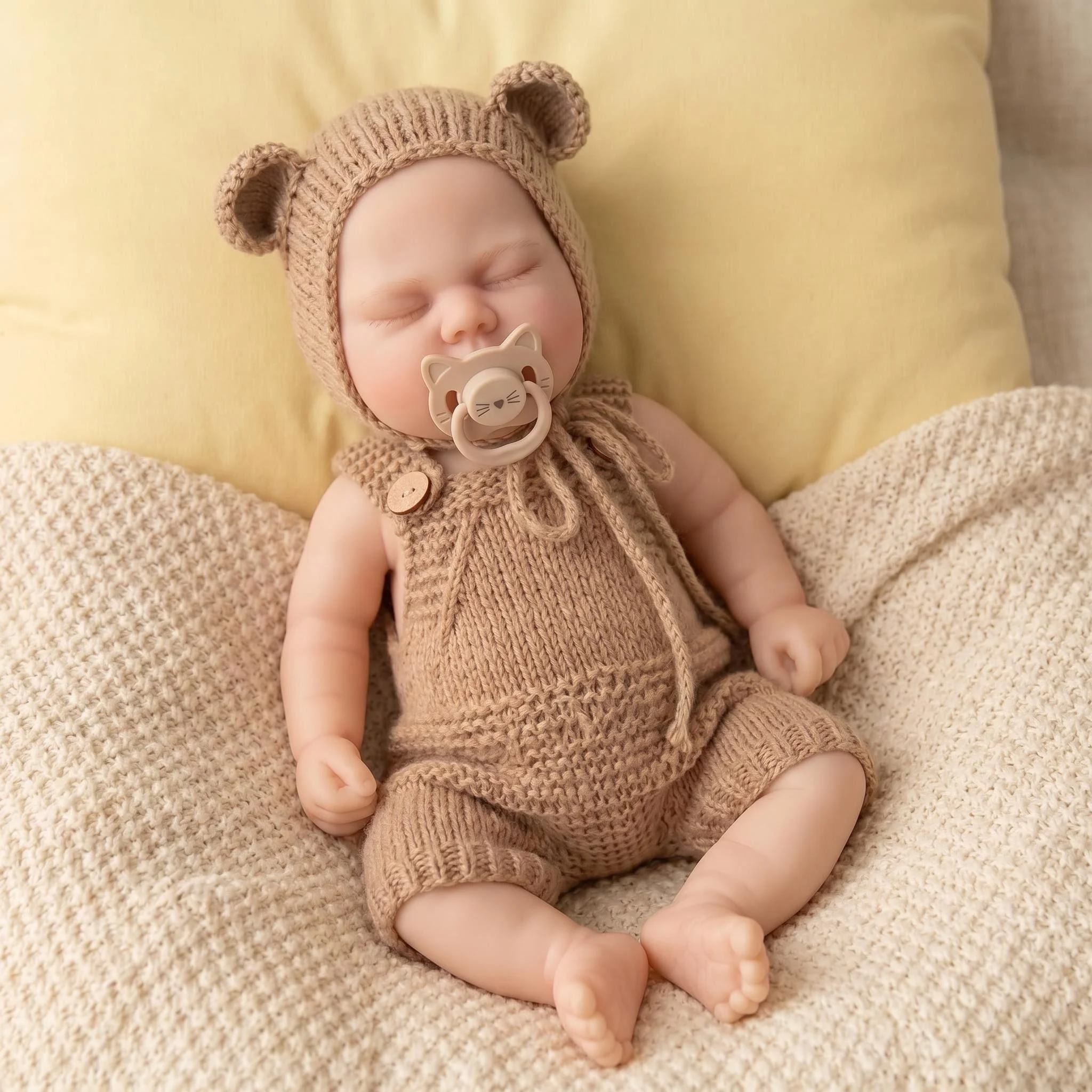 NPK 13inch Solid Silicone Doll - Elastic Stretchable Collectible Art Doll with Random Pacifier And Bottle - Pickle Character