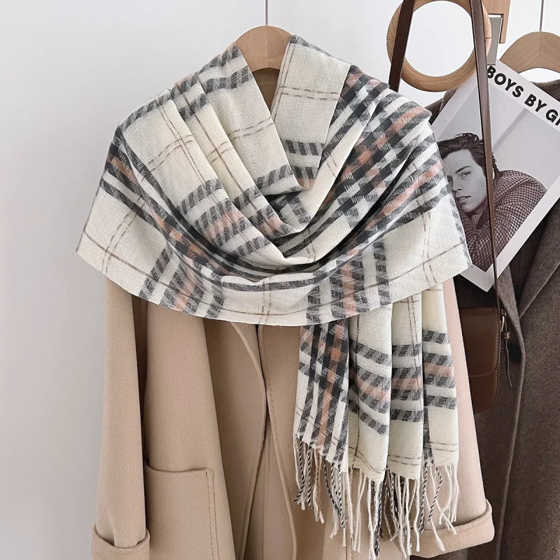 جديد تقليد الكشمير النسخة الكورية الكلاسيكية منقوشة شرابة وشاح الرجال والنساء الخريف الشتاء النمط البريطاني المألوف الدافئة #1