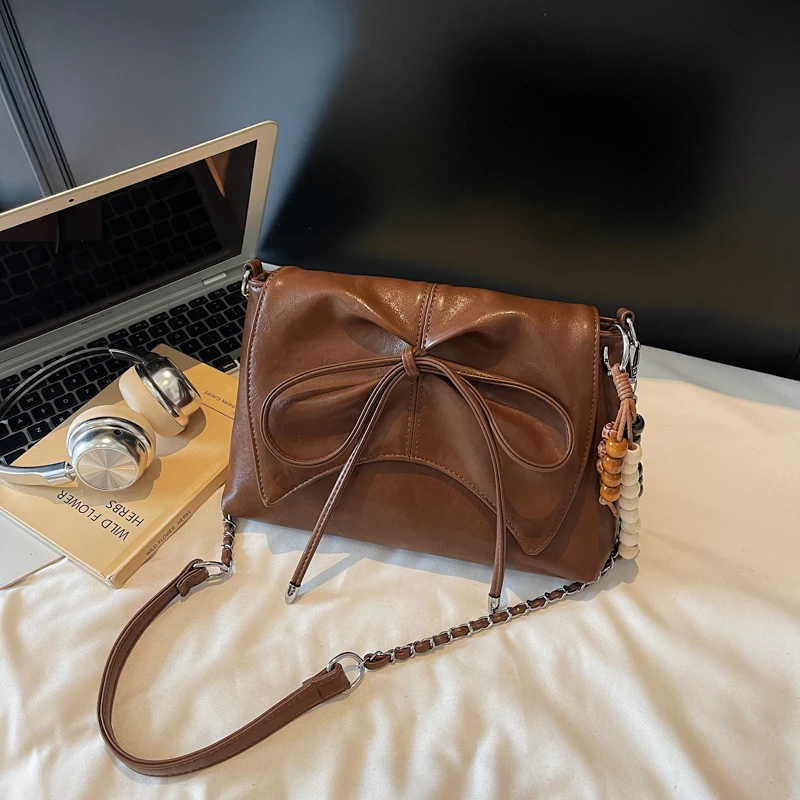

PU Bow Large Capacity Shoulder Bags Solid Color High Quality Ladies Bags on Sale 2025 Exquisite Versatile Women's Handbags