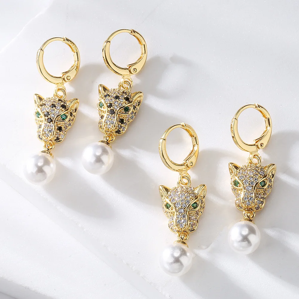 Hip-hop Exquisite Leopard Drop Earrings For Women/Girls , Stainless Steel With AAA CZ Stone Elegant Jewelry