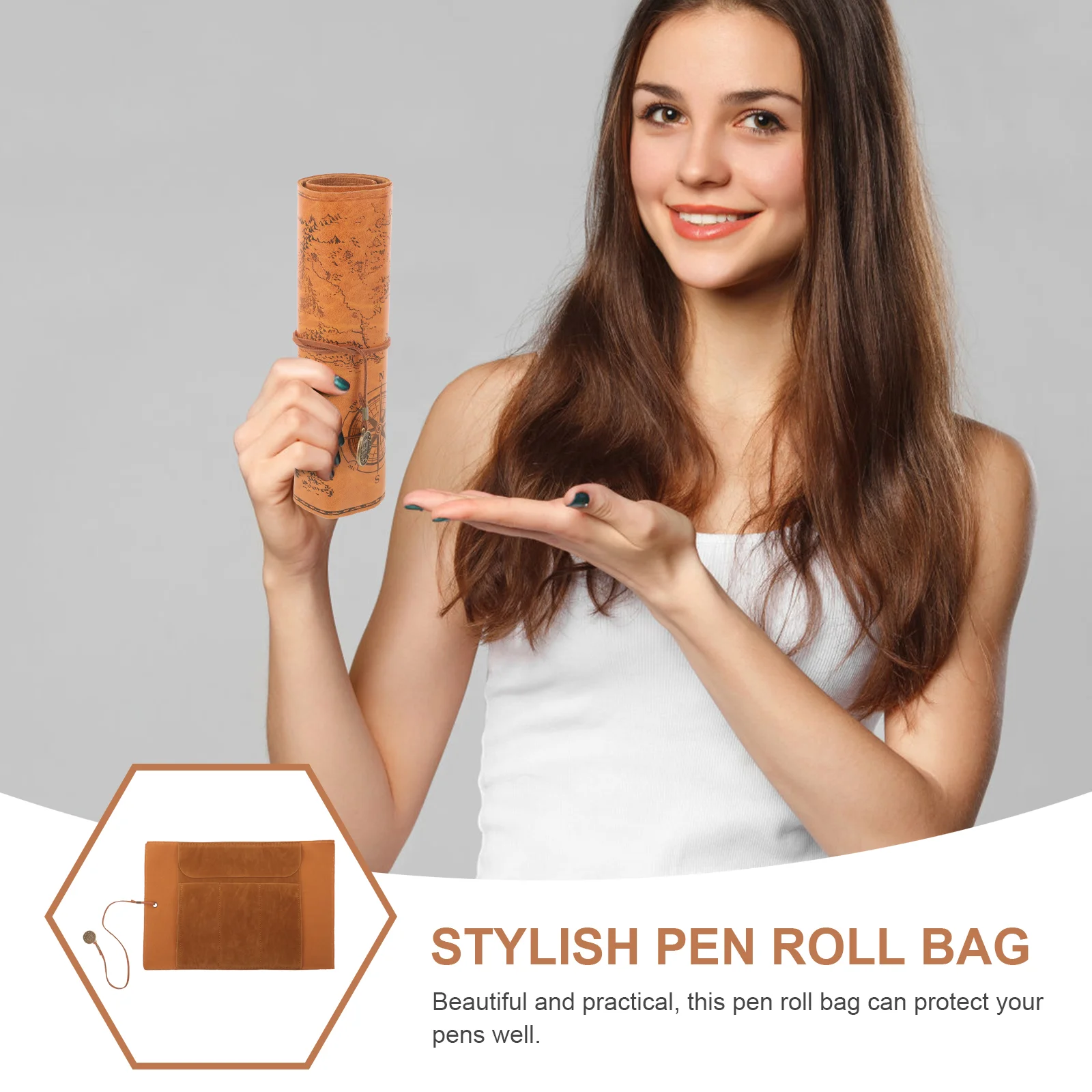 Pen Canvas Rolling Pencil Case Pencils Bulk Pouch Simple Supplies Brown Bags Lead