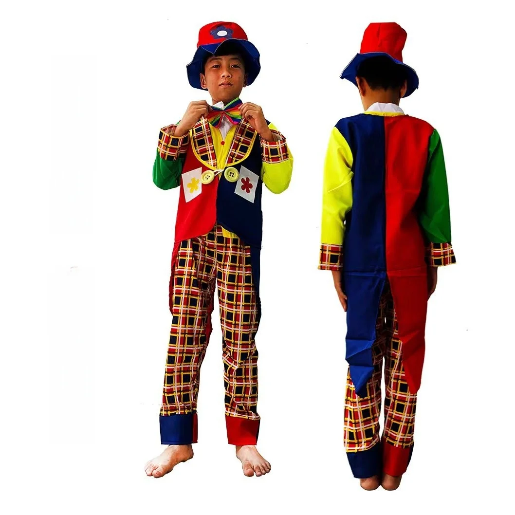

Children's Halloween Clown Costume Stage Performance Suit Makeup Dance Party Circus Clown Clothes Six One Children's Day