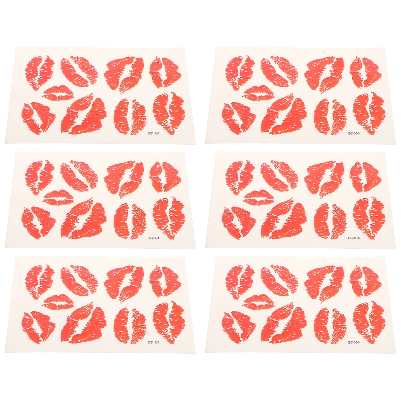 

6 шт. красные временные водонепроницаемые наклейки, украшения для тела, приятные для кожи клейкие водонепроницаемые наклейки, паста для лица, рук, ног
