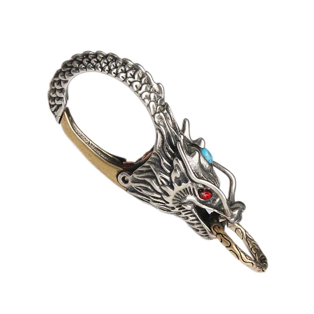 

1 pc Cupronickel Dragon-head Buckle Vintage Key Chain Retro Waist Clasp Key Holder for Men Lightweight Durable