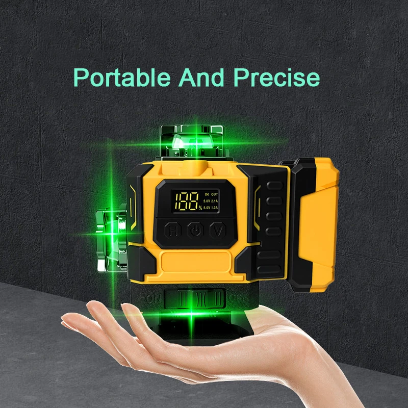 

12/16 Line Green Laser Level Cross Locator Self-Leveling Wall Floor Pasting Construction Tool With Intelligent Remote Control