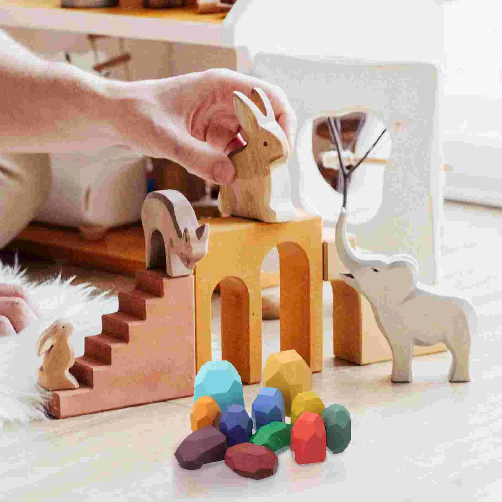 Giochi per feste in blocchi di legno Pila blocchi di costruzione impilabili per bambini Ordinamento per bambini cognitivi