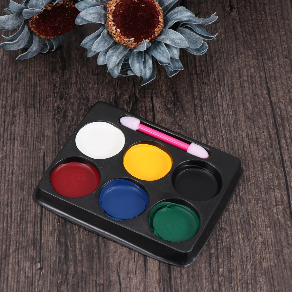 친환경 6색 얼굴 및 몸 페인팅 키트 할로윈 파티 메이크업 안전하고 사용하기 쉬운 비누 물로 지워지는 페이스 페인트