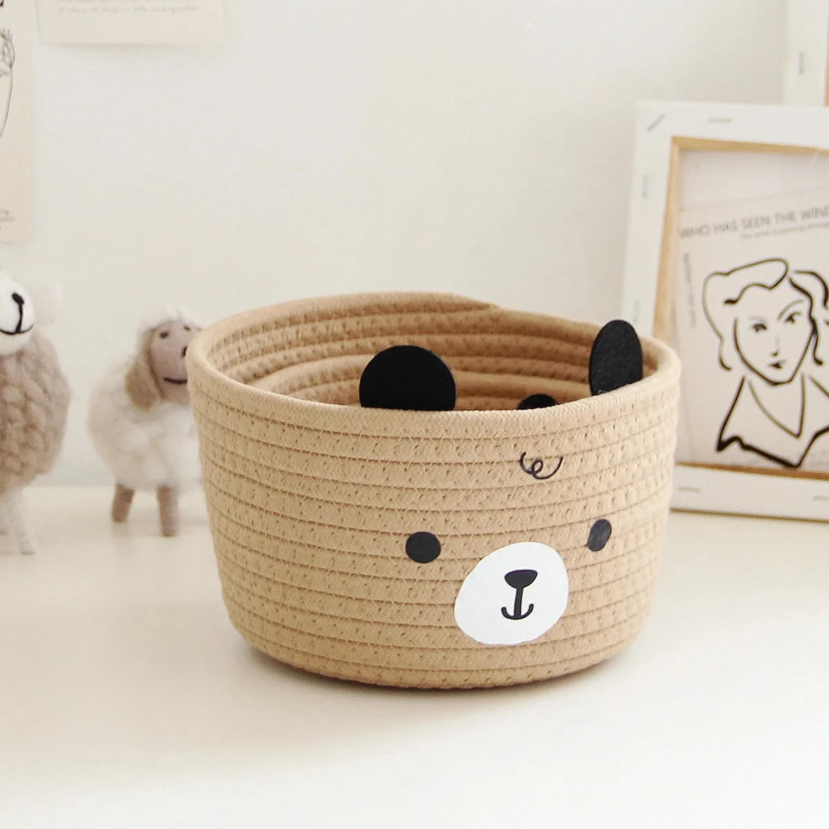 Cute Storage Baskets Rattan Woven Bedroom Household Decor Organizer Case Key Snacks Desktop Sundries Deposit Tidy Box Items