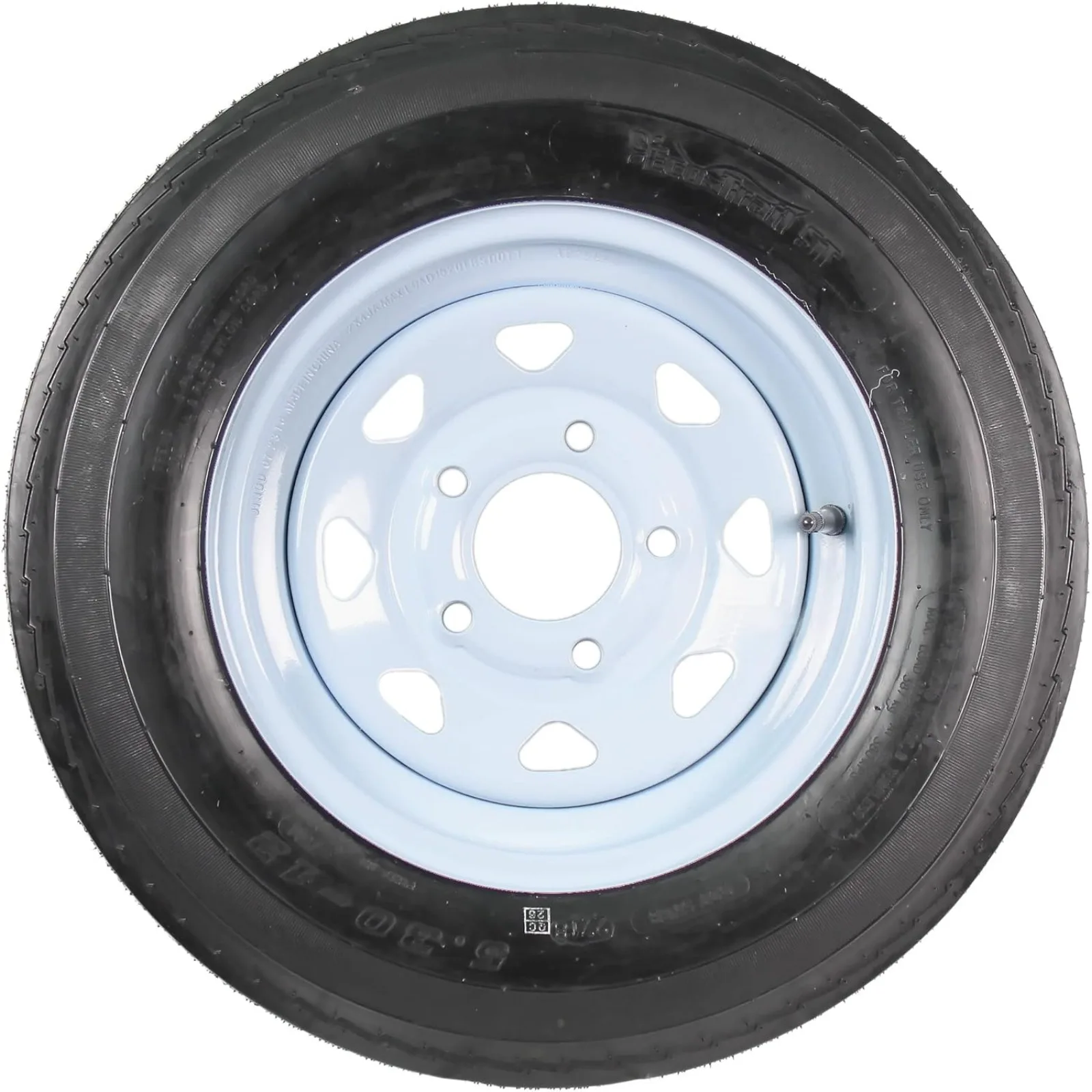 US  2-Pack Trailer Tires On Rims 5.30-12 530-12 5.30 X 12 5 Hole Wheel White Spoke - 2 Year Warranty w/Free Roadside