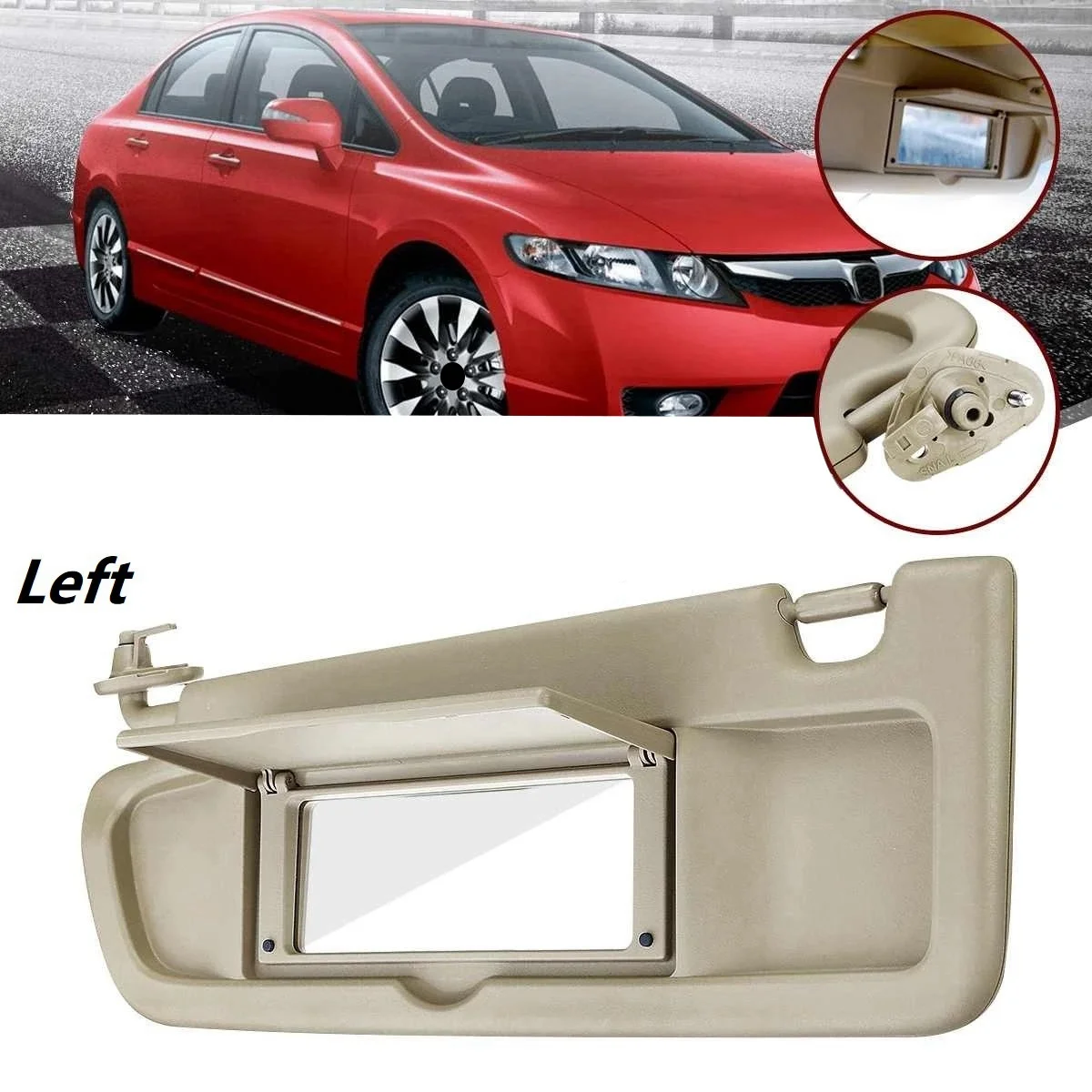 

Left Driver Side Sun Visor for Honda Civic 2006 2007 2008 2009 2010 2011 Visor Assembly 83280-SNA-A01ZA Beige