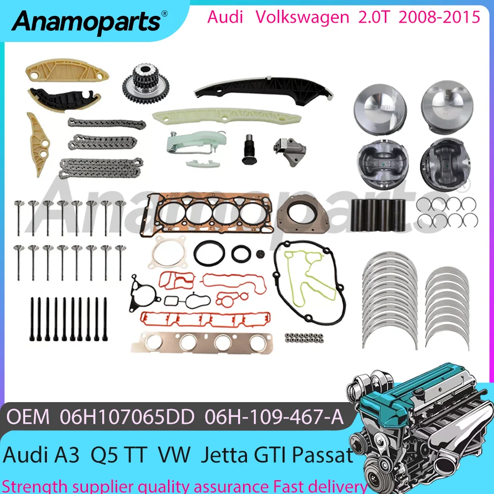 Engine timing chain repair kit fits for 2008-2015 EA888 Audi A3 A4 Q3 Q5 TT Volkswagen Jetta Passat CC GOLF 2.0T 06K109158AA