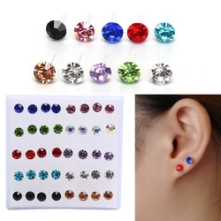 10Pairs/20Pairs Set Rhinestone Crystal Stud Earrings Small Earrings Jewelry