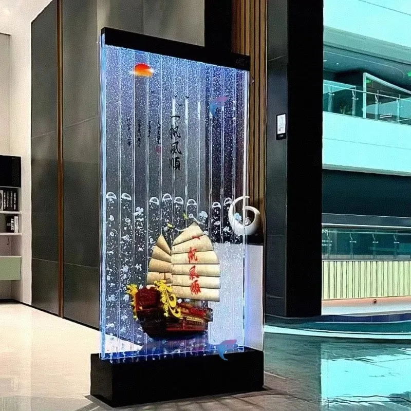 Cus-tomized Indoor Bubble Wall Color-Changing LED Lights Fountains Hotel Restaurant Acrylic Water Curtain Fountain