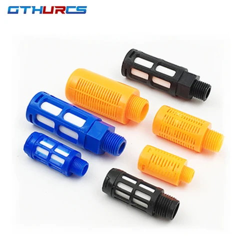 Imagen 2 del producto Silenciador de escape de plástico de aire neumático 1/8 1/4 3/8 1/2 rosca macho absorbe el filtro de ruido bloqueo deslizante para bomba de nebulización negro