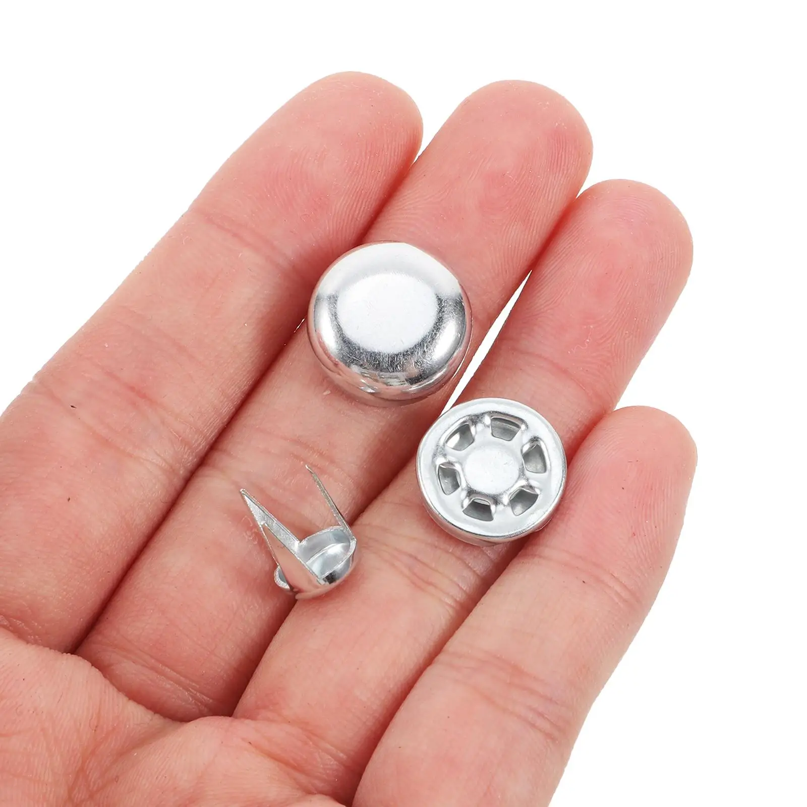 100pcs Silver 15mm Aluminum Baseball Buttons Lightweight Hat Making Repair Supplies Snap Replacement