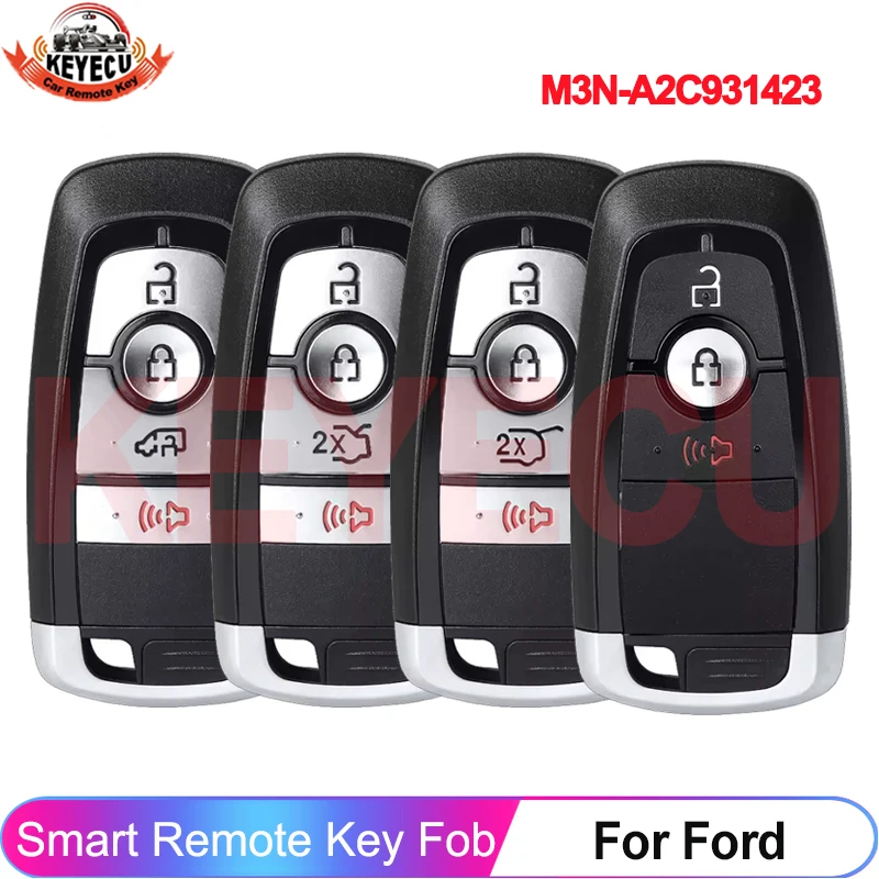 KEYECU 3 Buttons M3N-A2C931423 For Ford Bronco Edge Ecosport Explorer F150 F250 F350 Fusion Ranger Maverick Smart Car Remote Key