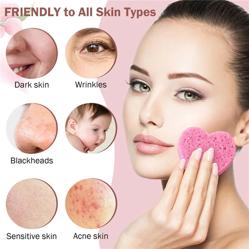 

【Home-Appliances】200 Count Compressed Facial Sponges Heart Shape Face Sponges For Cleansing Natural Facial Cleansing Sponges Pad