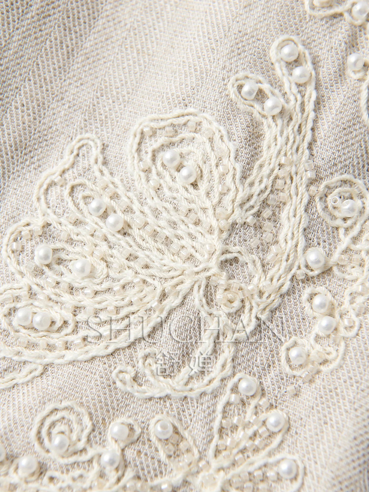 Good Quality 25 Lyocell Linen Blend Heavy Industry Embroidery Bead Casual Shorts Women Pants Summer