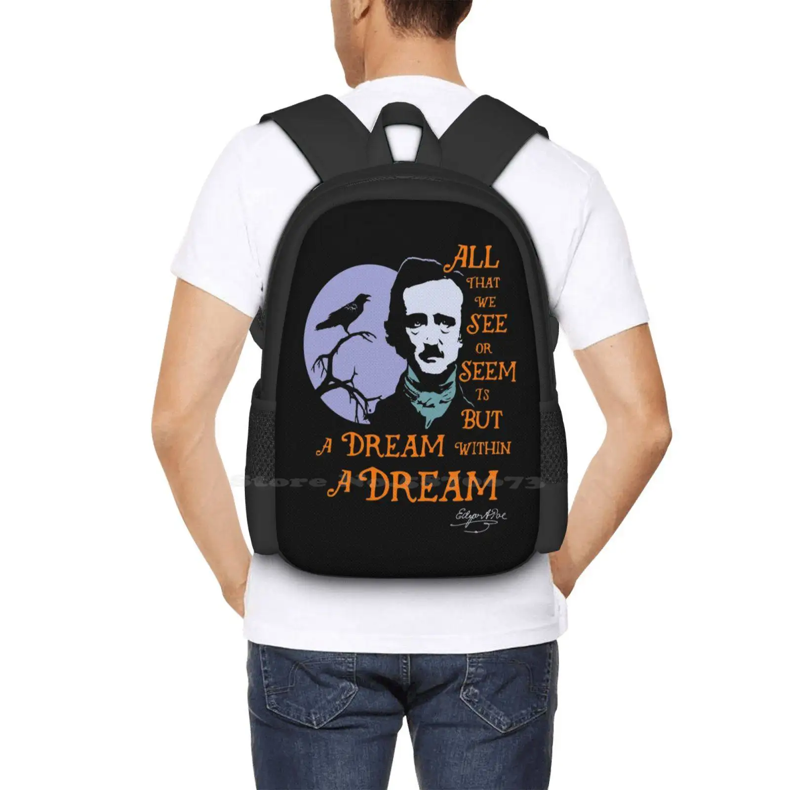 Edgar Allan Poe Dream Within A Dream Backpacks For School Teenagers Girls Travel Bags Edgar Allan Poe Dream Within A Dream