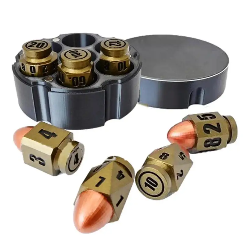 Alloy D6 Multi Sided Bullet Dice Digital Dice Hot Sale Pub Entertainment Game Props For Party Board Game Family New Year Game