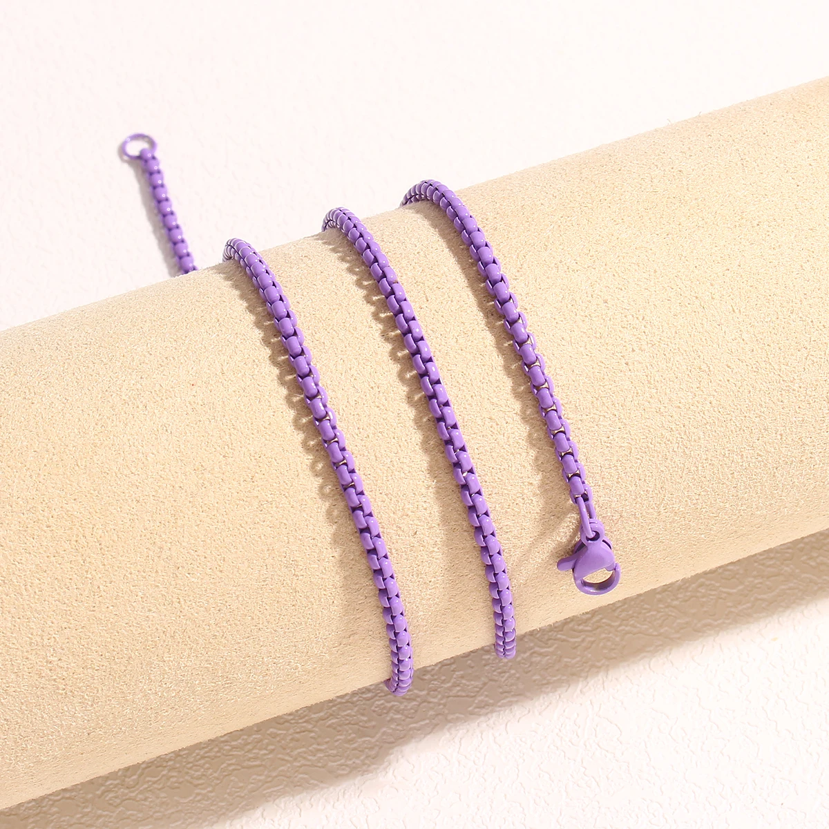 Edelstahl Boho Candy Farbe Halskette Kette DIY Basic Frauen Mädchen 3mm Halsband Link Grün/Rosa Box Ketten schmuck Zubehör – Detail 17