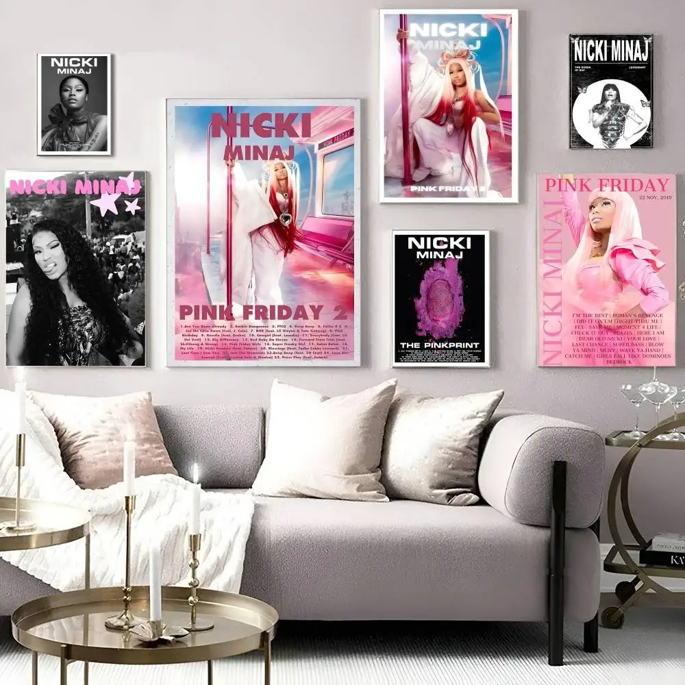 Rapper N-Nicki M-Minaj Vintage Posters Sticky Whitepaper Prints Posters Artwork Posters Wall Stickers