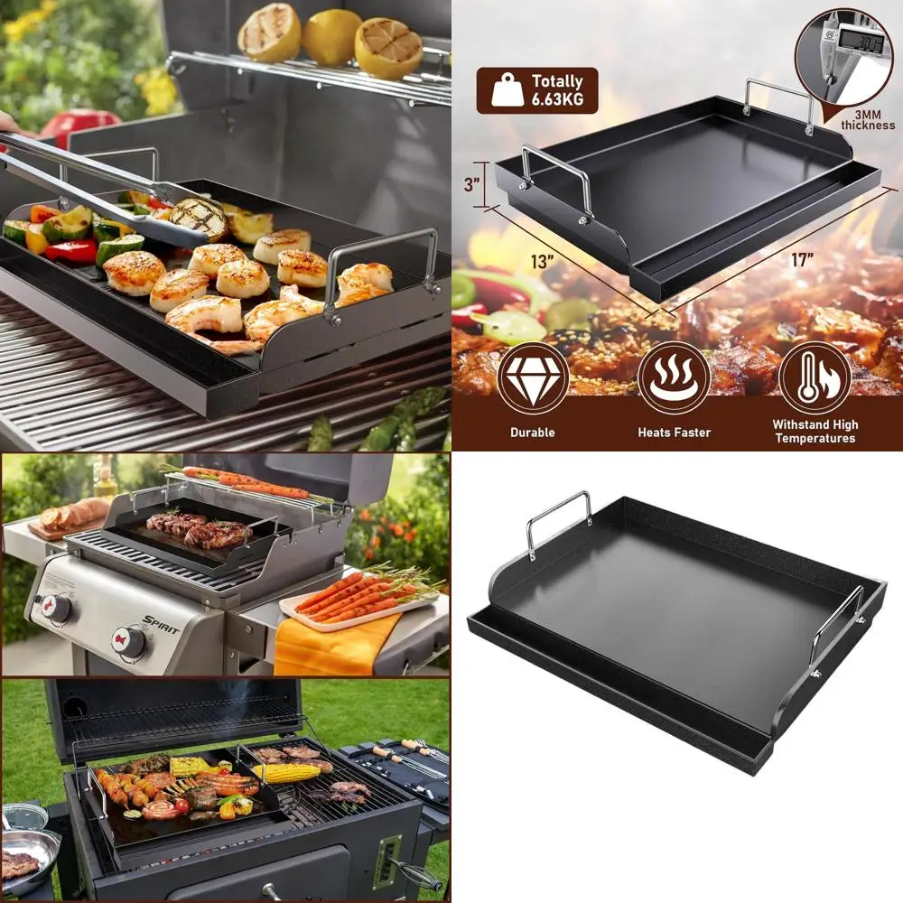 

17 x 13 Nanoceramic Griddle for Gas Grills, Nonstick Flat Top Insert Compatible with Weber, Nexgrill, Charbroil
