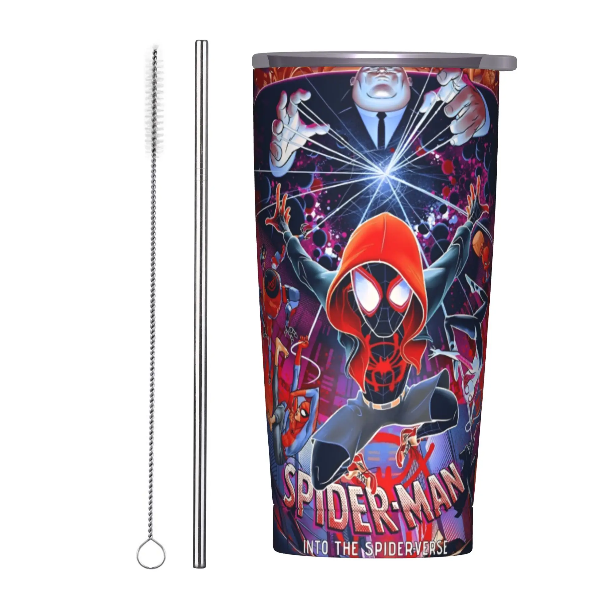 

Стакан «Человек-паук» с вакуумной изоляцией, термочашка с комиксами и супергероями, термос, школьные кружки, защита от проливания, 20 унций