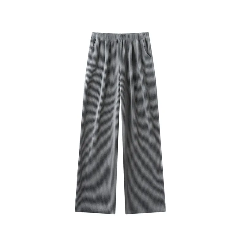 Miyake Pleated Pants 2026 High-End Pleated Solid Color Casual Trousers Autumn New Simple Versatile Wide-Leg Straight Pants Women