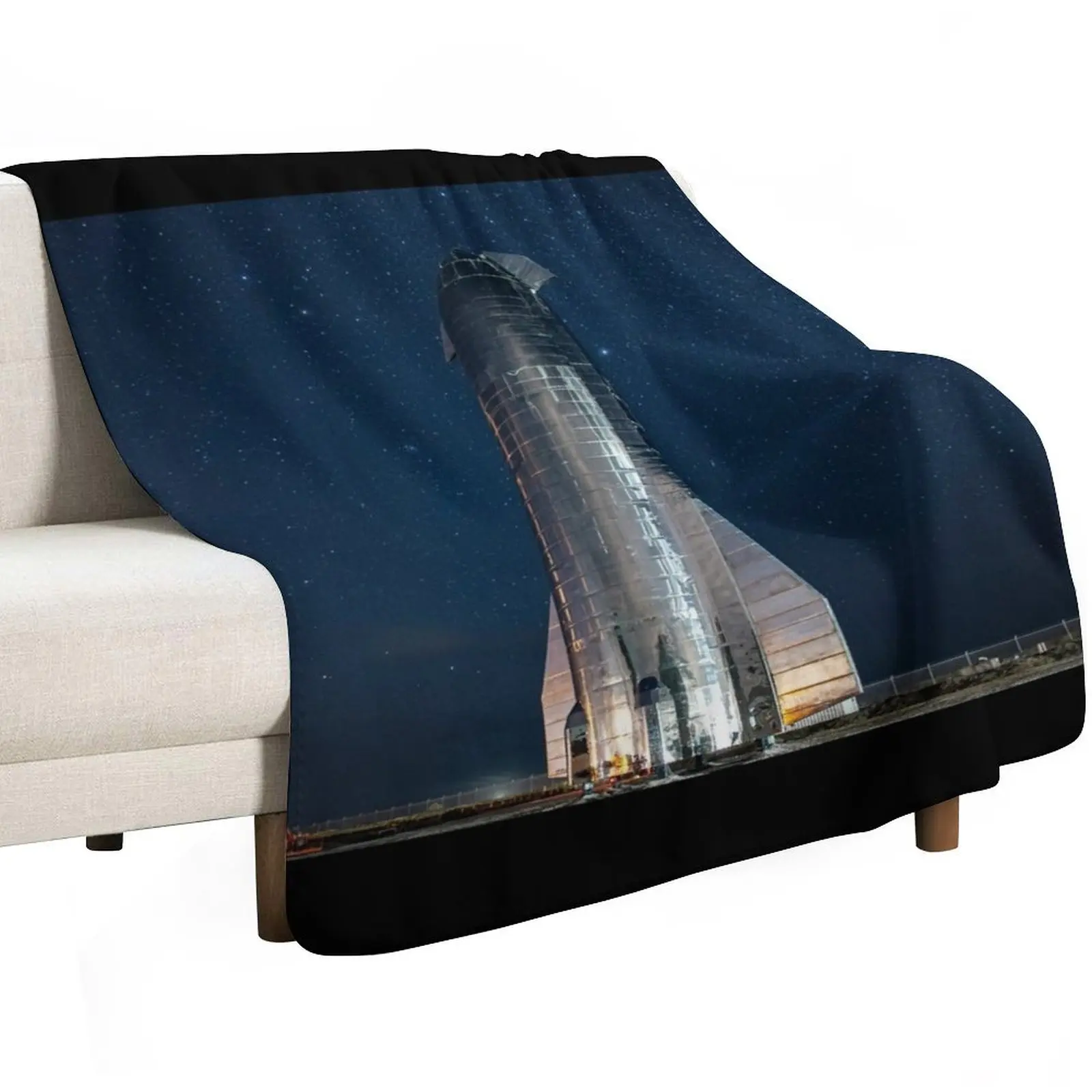 SpaceX Starship at Night (8K resolution) Throw Blanket Picnic Retros Personalized Gift Sofa Throw Baby Blankets